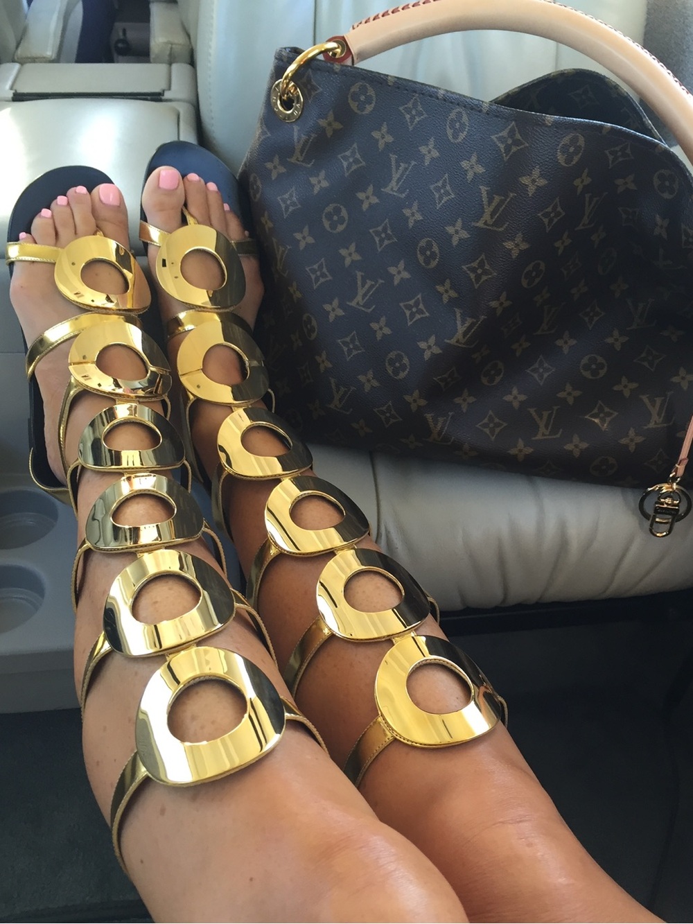 Giuseppe Zanotti Dubai Exclusive Gold Mirror Gladiator Runway Boots 37